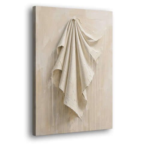 3D White Wall Art of Draped Plaster Cloth - Canvas Wall Art - Side
