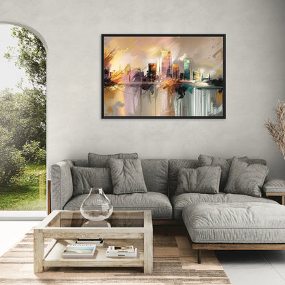 Burlington Artistic Cityscape - Living Room Black Frame Canvas