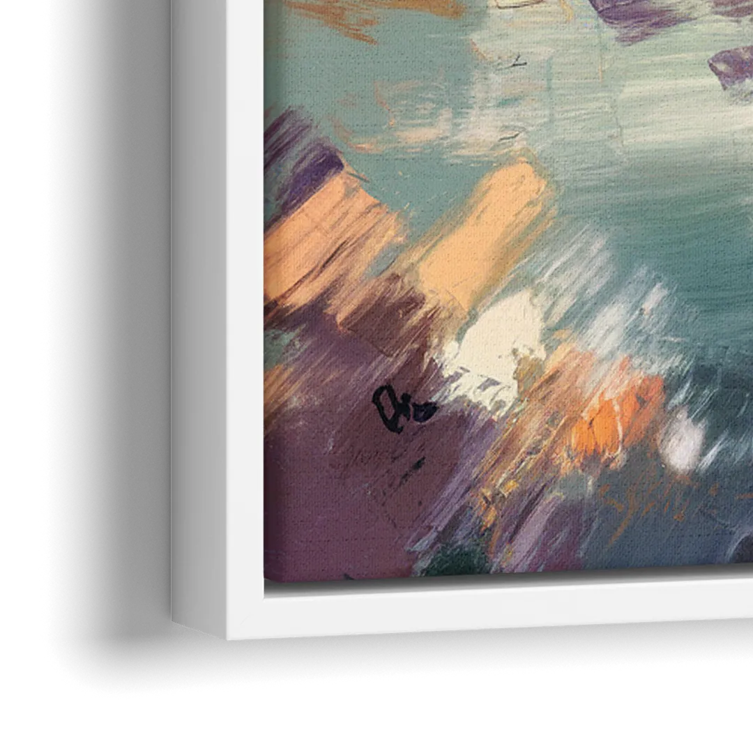 Philadelphia Skyline Reflections - Close-Up White Frame Canvas