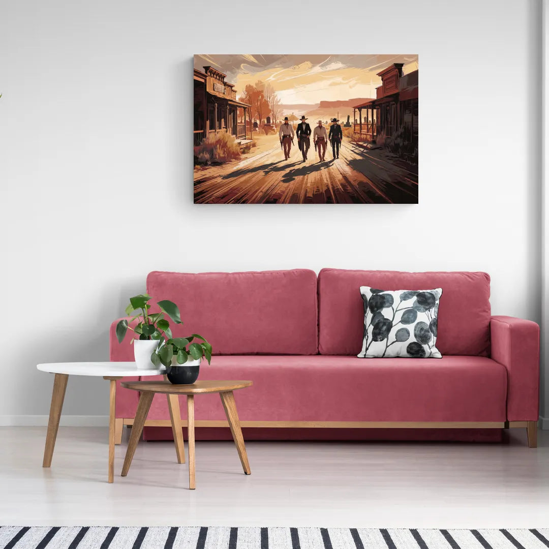 Tombstone Gunfight Scenery - Canvas Wall Art Living Room