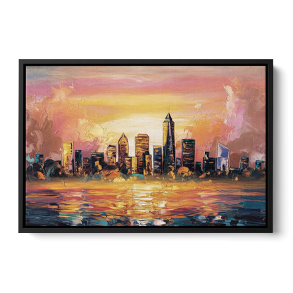 Salem Skyline Sunset - Black Frame Canvas