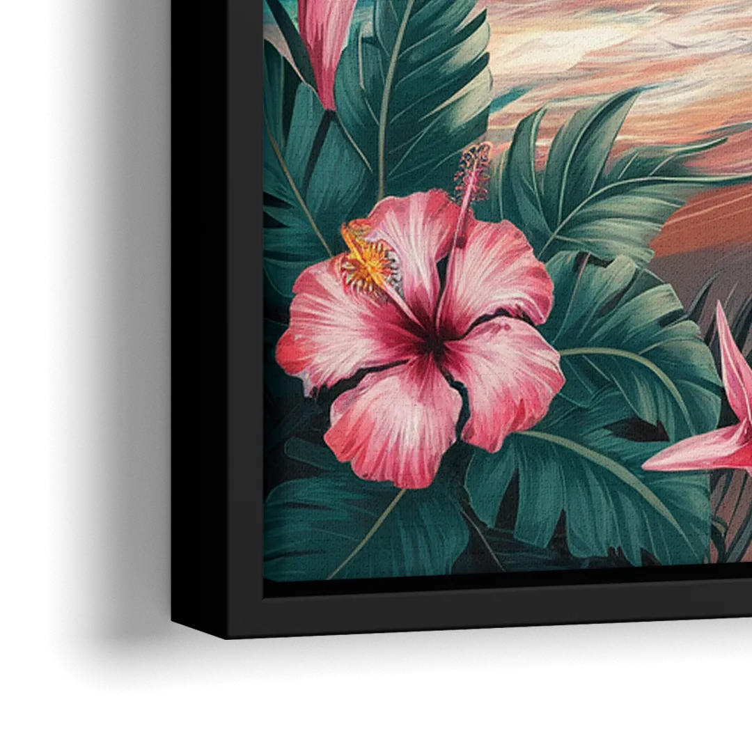 Key West Island Vibes - Close-Up Black Frame Canvas