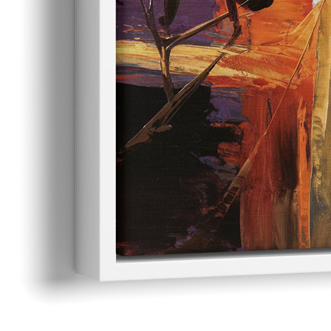 Atlanta Vintage Skyline - Close-Up White Frame Canvas