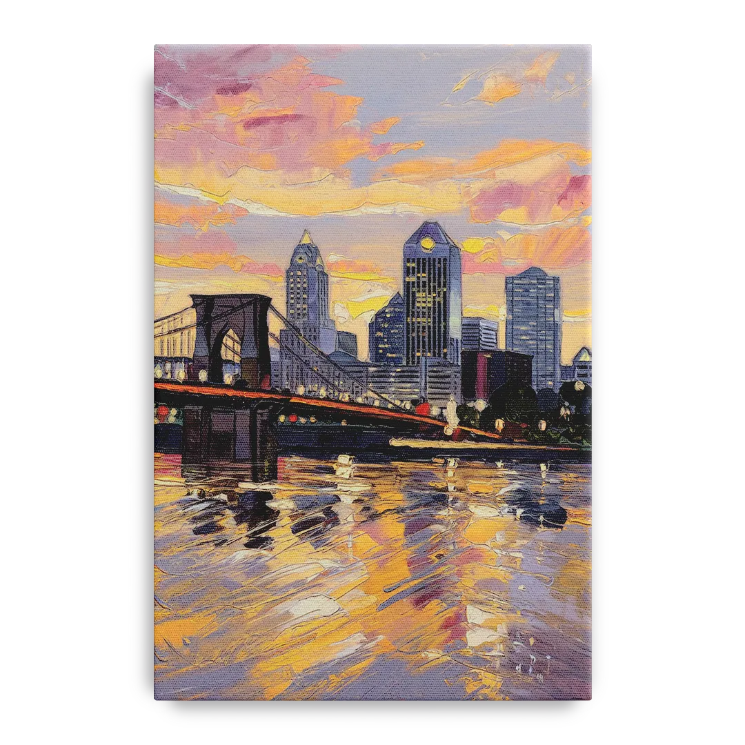 Cincinnati Skyline at Sunset - Canvas Wall Art