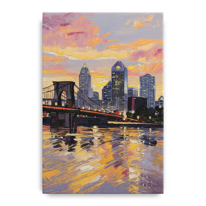 Cincinnati Skyline at Sunset - Canvas Wall Art