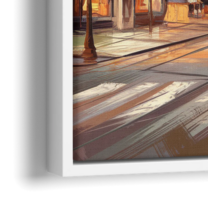 Raleigh Downtown Streetscape - Close-Up White Frame Canvas