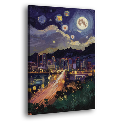 Phoenix Arizona Nightscape - Canvas Print Art Sides