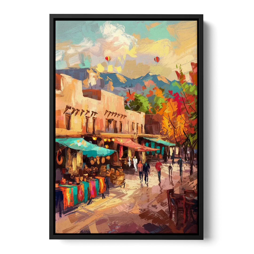 Santa Fe Historic Plaza - Black Frame Canvas