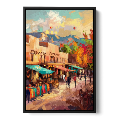 Santa Fe Historic Plaza - Black Frame Canvas