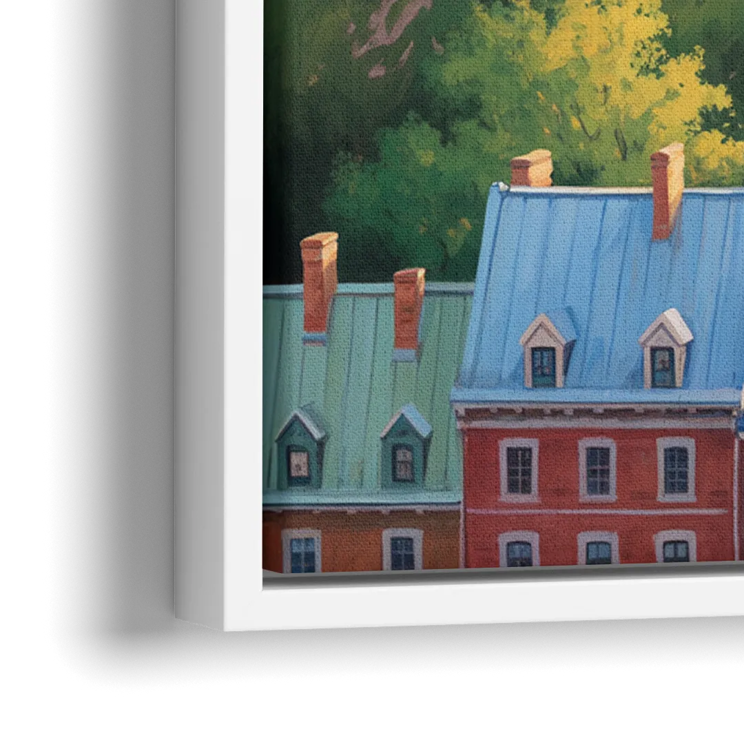 Quebec Fortress Walls - Close-Up White Frame Canvas