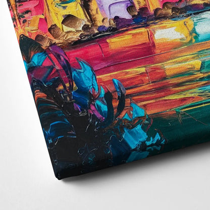 Miami Skyline Reflection Canvas Close Up
