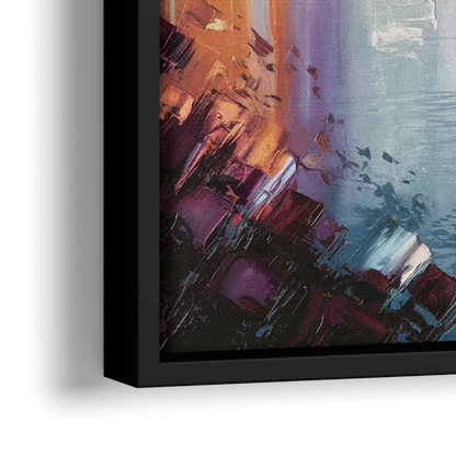 Cleveland Skyline Reflection - Close-Up Black Frame Canvas