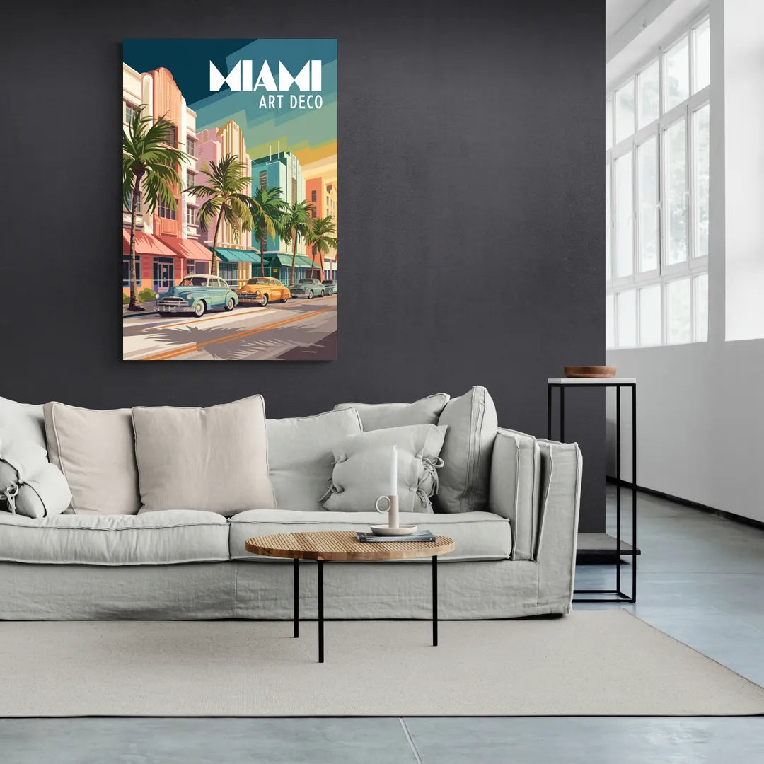 Miami Art Deco District - Canvas Wall Art Living Room