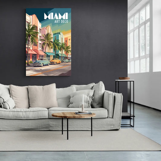 Miami Art Deco District - Canvas Wall Art Living Room