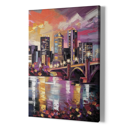 Minneapolis Vibrant City Lights - Canvas Print Art Sides