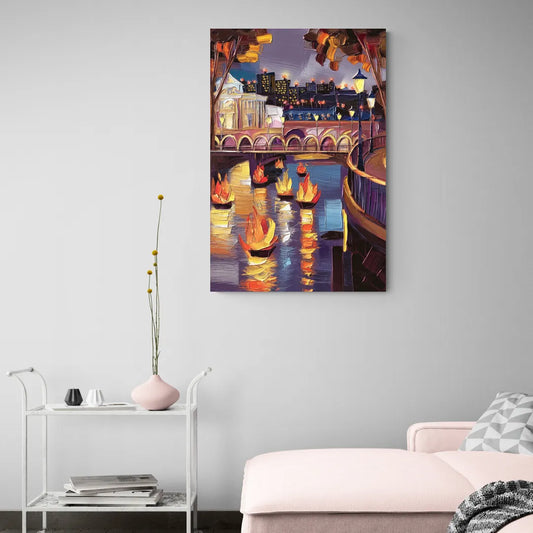 Providence Waterfire Glow - Canvas Wall Art Living Room