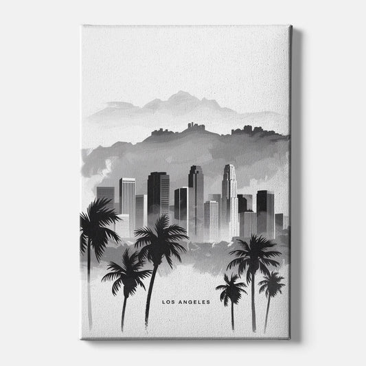Los Angeles Black and White Cityscape - Canvas Wall Art