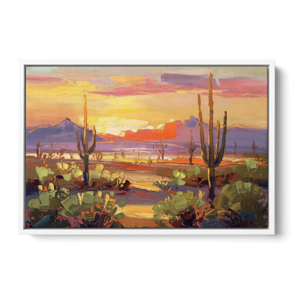Phoenix Desert Horizon Scene - White Frame Canvas