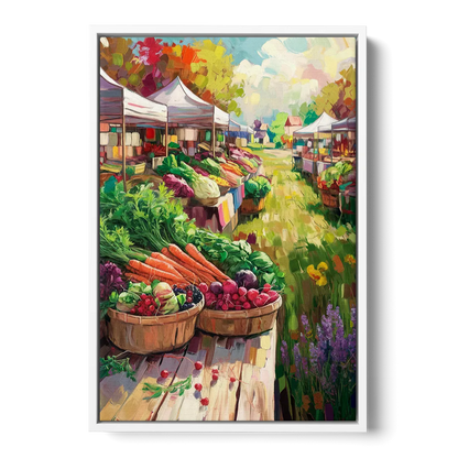 Madison Farmers Market Delight - White Frame Canvas