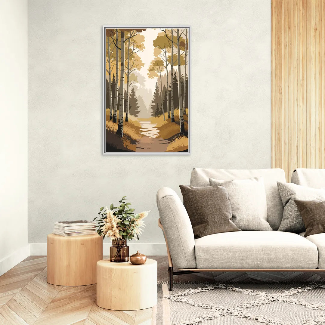 Aspen Dreamy Forest - Living Room White Frame Canvas
