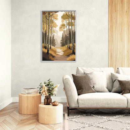 Aspen Dreamy Forest - Living Room White Frame Canvas