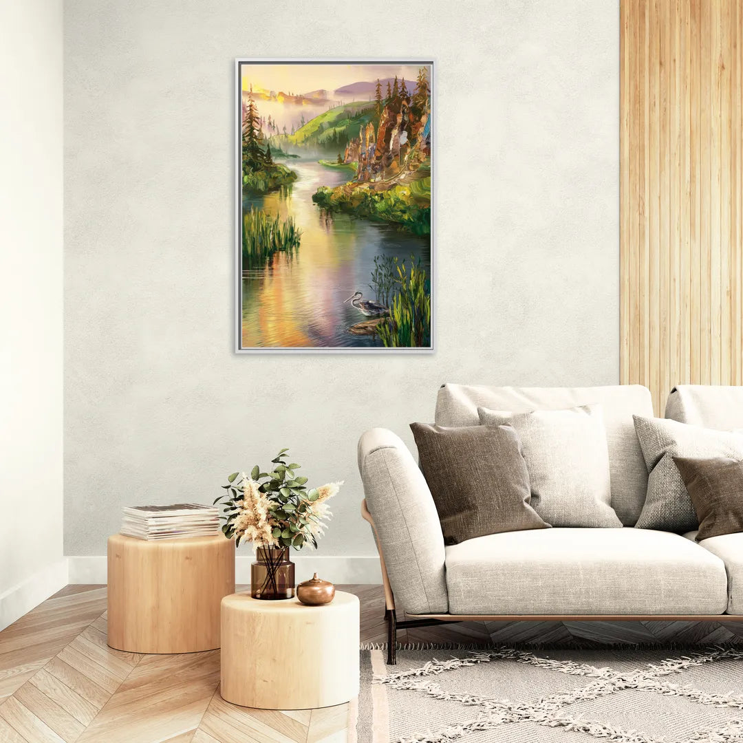 Spokane Scenic River - Living Room White Frame Canvas