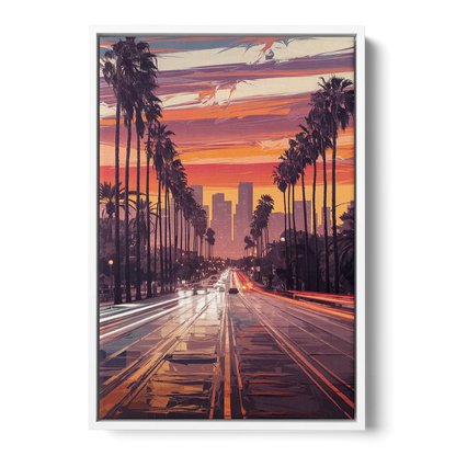 Los Angeles Sunset Boulevard - White Frame Canvas