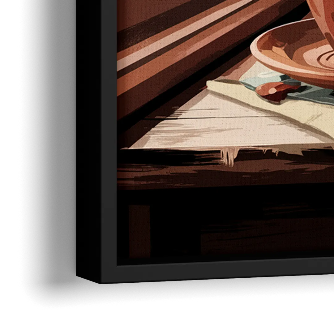 Seattle Coffee Culture Vibes - Close-Up Black Frame Canvas