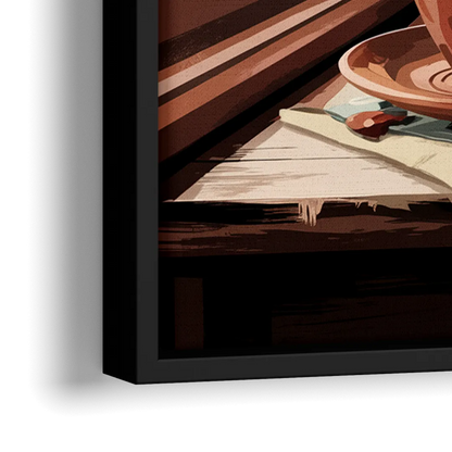 Seattle Coffee Culture Vibes - Close-Up Black Frame Canvas