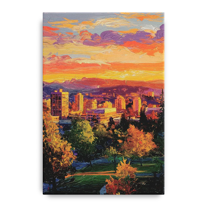 Eugene Skyline at Sunset - Canvas Wall Art