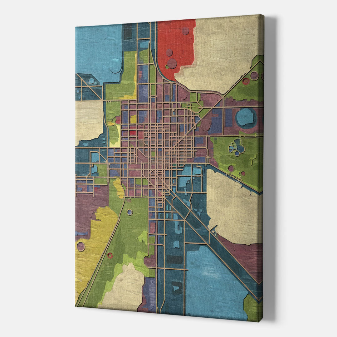 Atlanta Modern Map Design - Canvas Wall Art Indoor