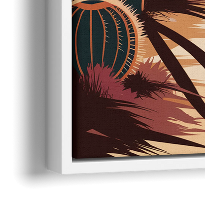 Tombstone Desert Sunset - Close-Up White Frame Canvas
