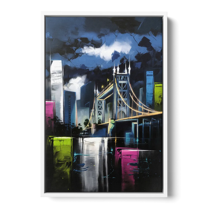 Sacramento Urban Street Art - White Frame Canvas
