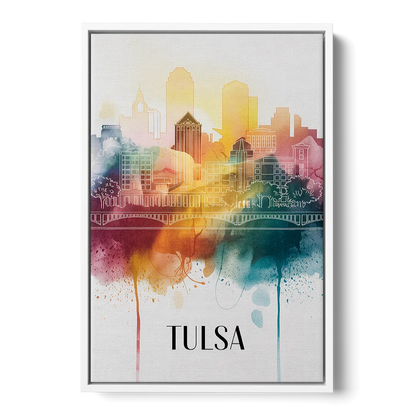 Tulsa Urban Charm - White Frame Canvas
