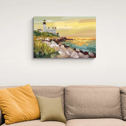 Galveston Lighthouse View - Canvas Wall Art Living Room