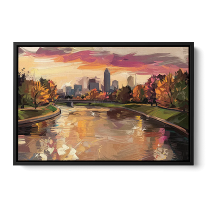 Toledo Maumee River Sunset - Black Frame Canvas