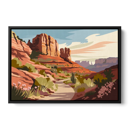 Sedona Canyon Trail Serenity - Black Frame Canvas