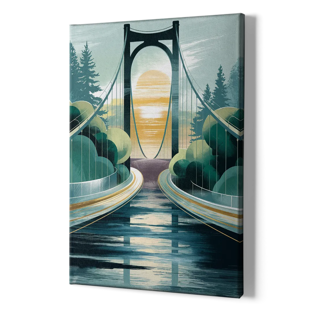 Tacoma Narrows Bridge Scene - Canvas Print Art Sides