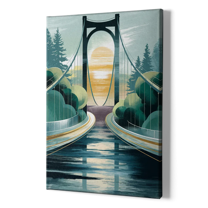 Tacoma Narrows Bridge Scene - Canvas Print Art Sides