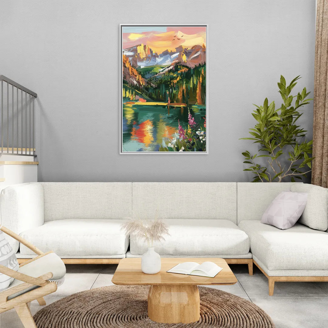 Colorado Springs Rocky Mountain Beauty - Living Room White Frame Canvas