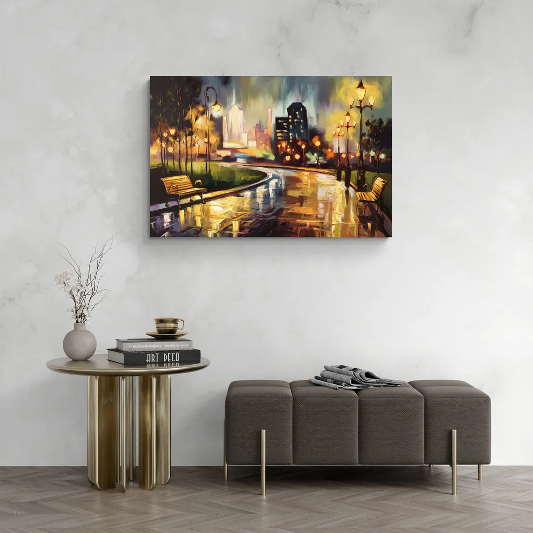 Tulsa Night Lights - Canvas Wall Art Living Room