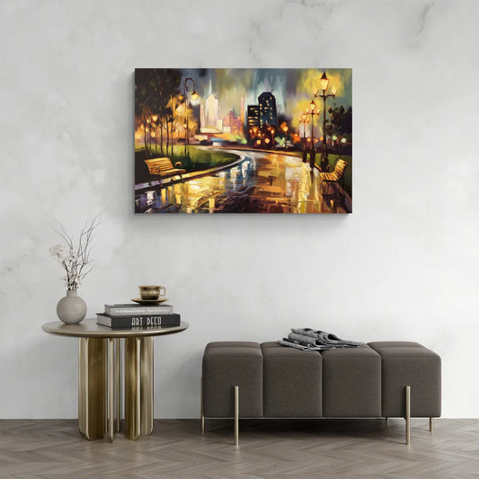 Tulsa Night Lights - Canvas Wall Art Living Room