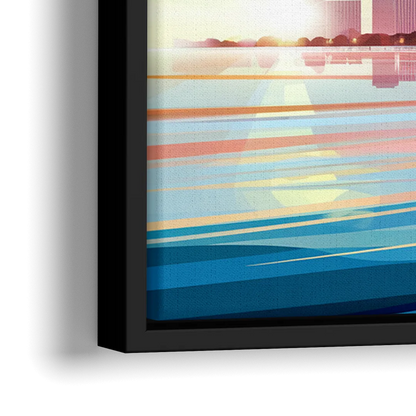 Chicago Skyline At Sunset - Close-Up Black Frame Canvas