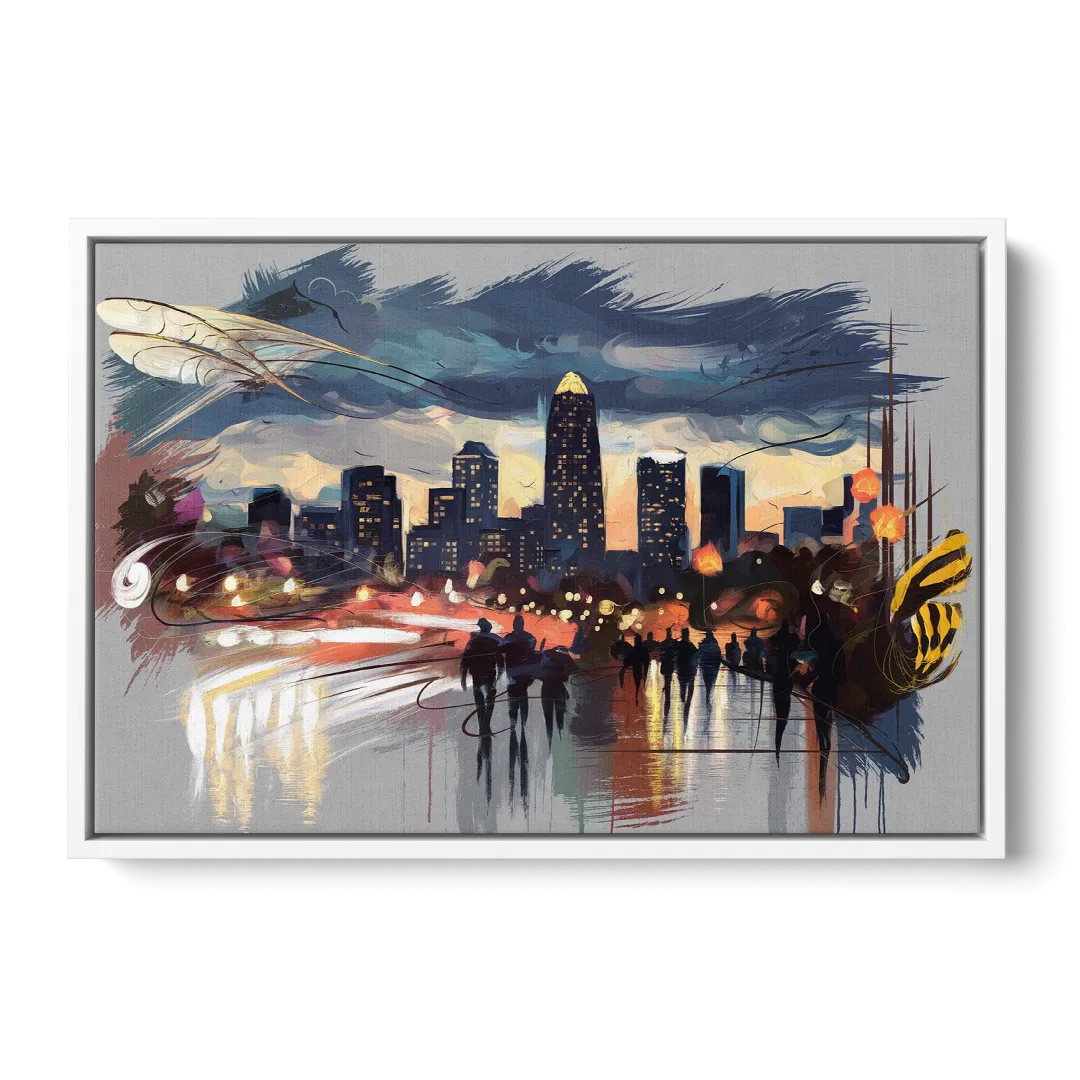 Charlotte Hornets Tribute - White Frame Canvas