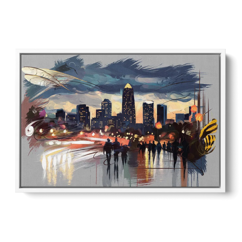 Charlotte Hornets Tribute - White Frame Canvas