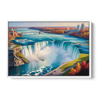 Niagara Falls from Above - White Frame Canvas