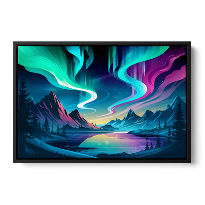 Aurora Starry Night - Black Frame Canvas