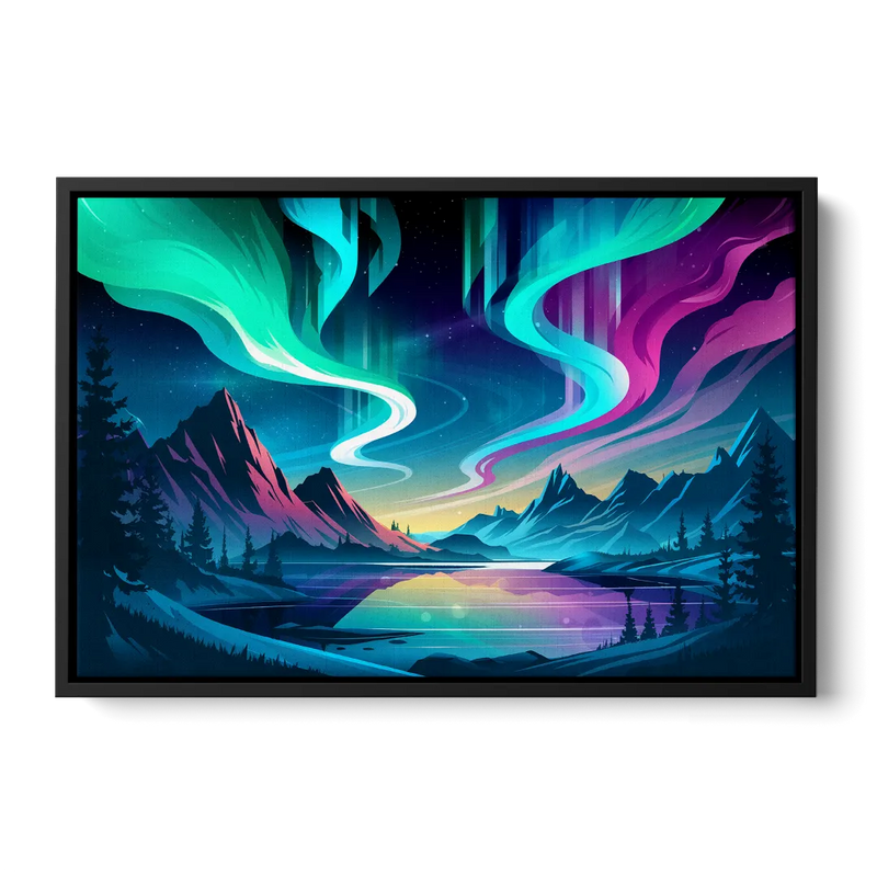 Aurora Starry Night - Black Frame Canvas