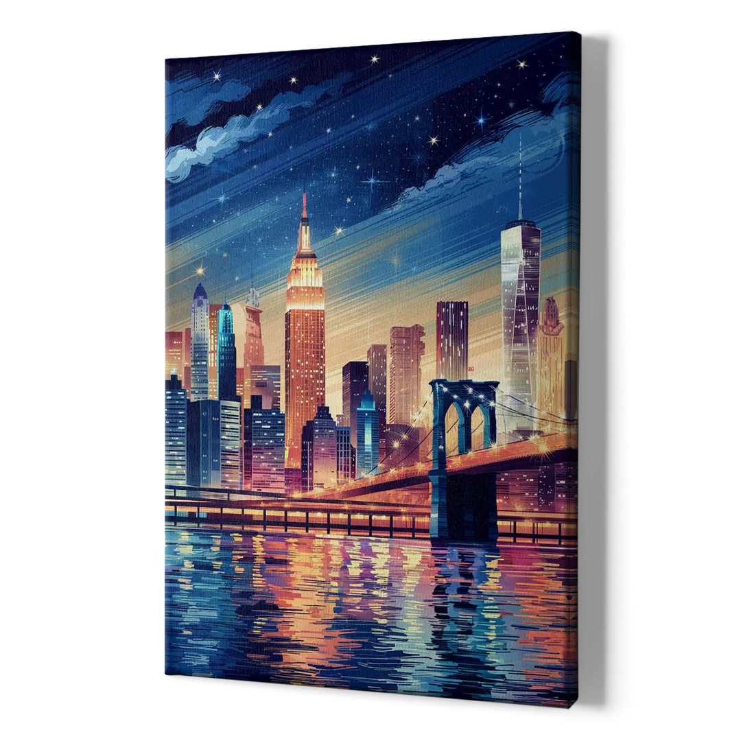 New York City Night Lights - Canvas Print Art Sides