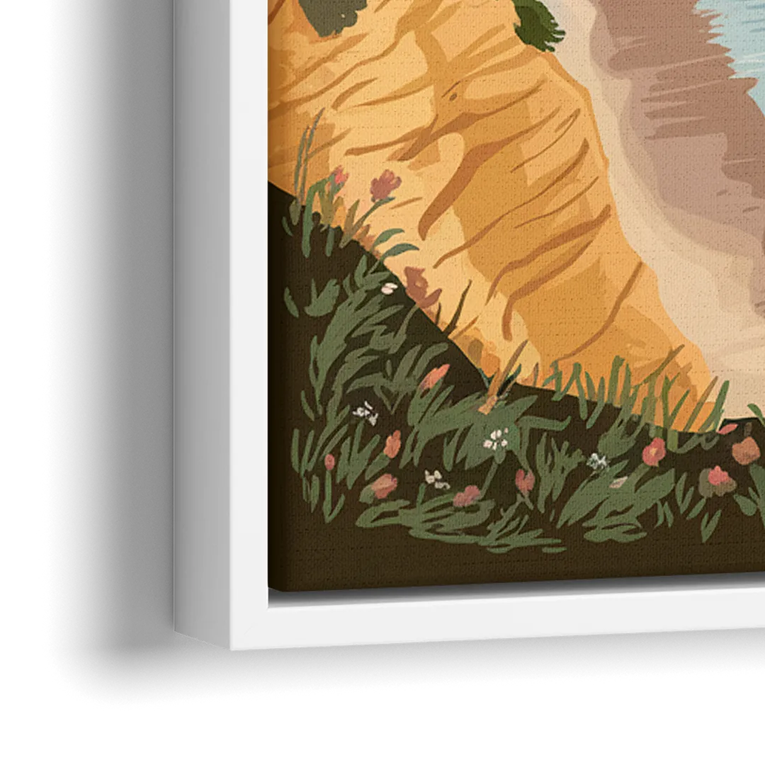 Big Sur Serene Landscape - Close-Up White Frame Canvas